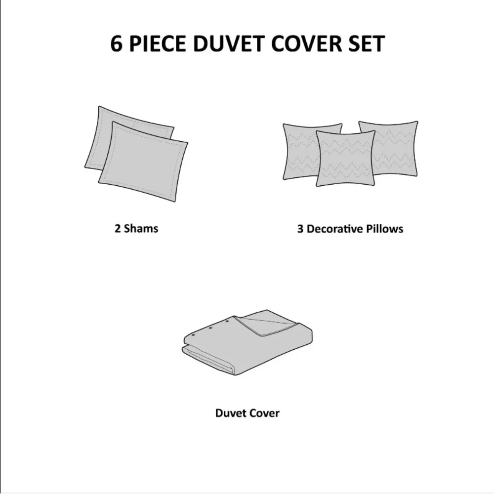Madison Park Ridge 6 Piece Herringbone Duvet Cover Set